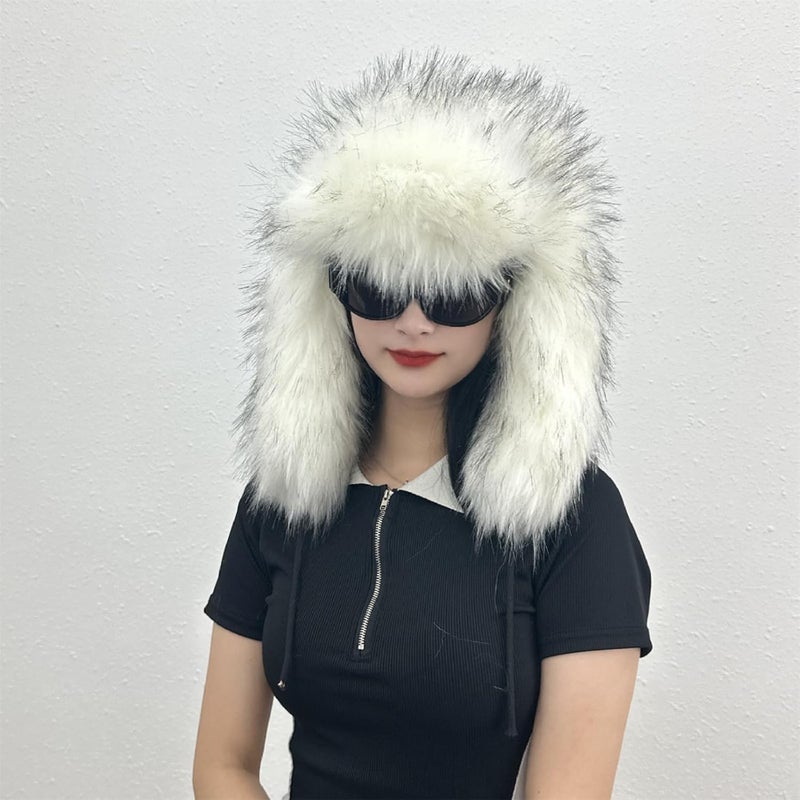 YFJNV Y2K Faux Fur Russian Hat, Soft, Warm Winter Trapper Hat with Earmuffs for Men and Women - Image 5
